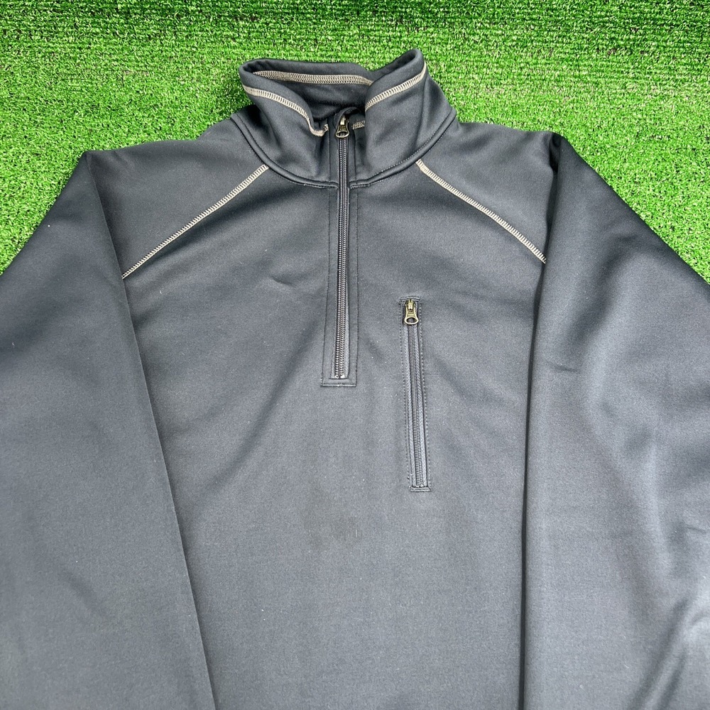Duluth Trading Fleece Pullover Long Sleeve Sweater Black 1/4 Zip Size Large